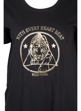 T-shirt en coton à manches courtes, Black Tiger w. Foil, Packshot image number 2