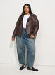 Veste biker en similicuir, Marron, Model image number 1