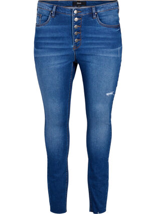 Amy jeans met hoge taille en knopen, Blue denim, Packshot image number 0