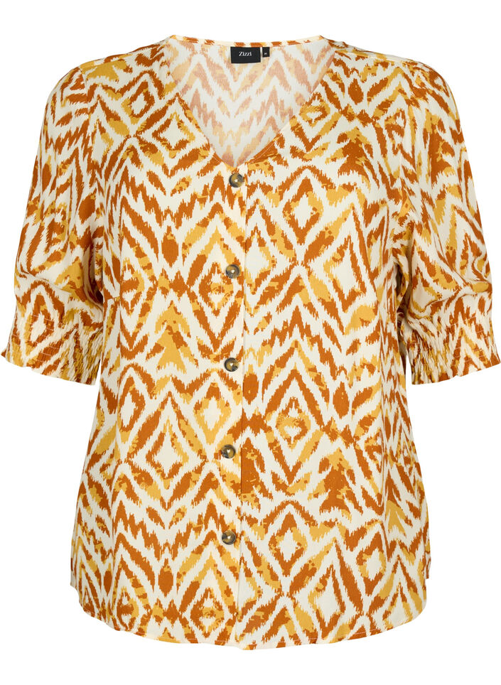 Blouse en viscose avec boutons, Amber Green Tribe, Packshot image number 0