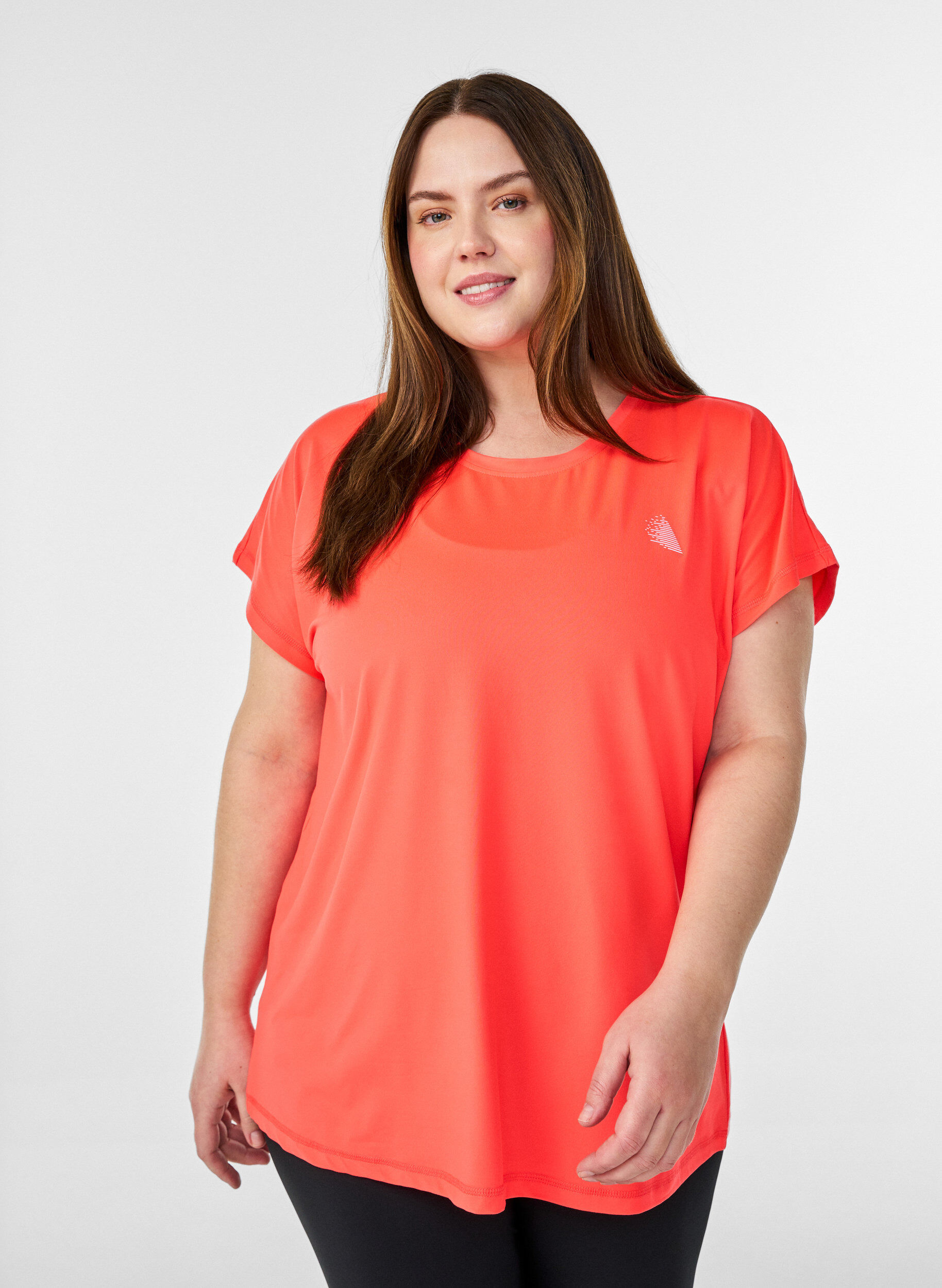 Effen gekleurd trainingsshirt, Oranje, Model