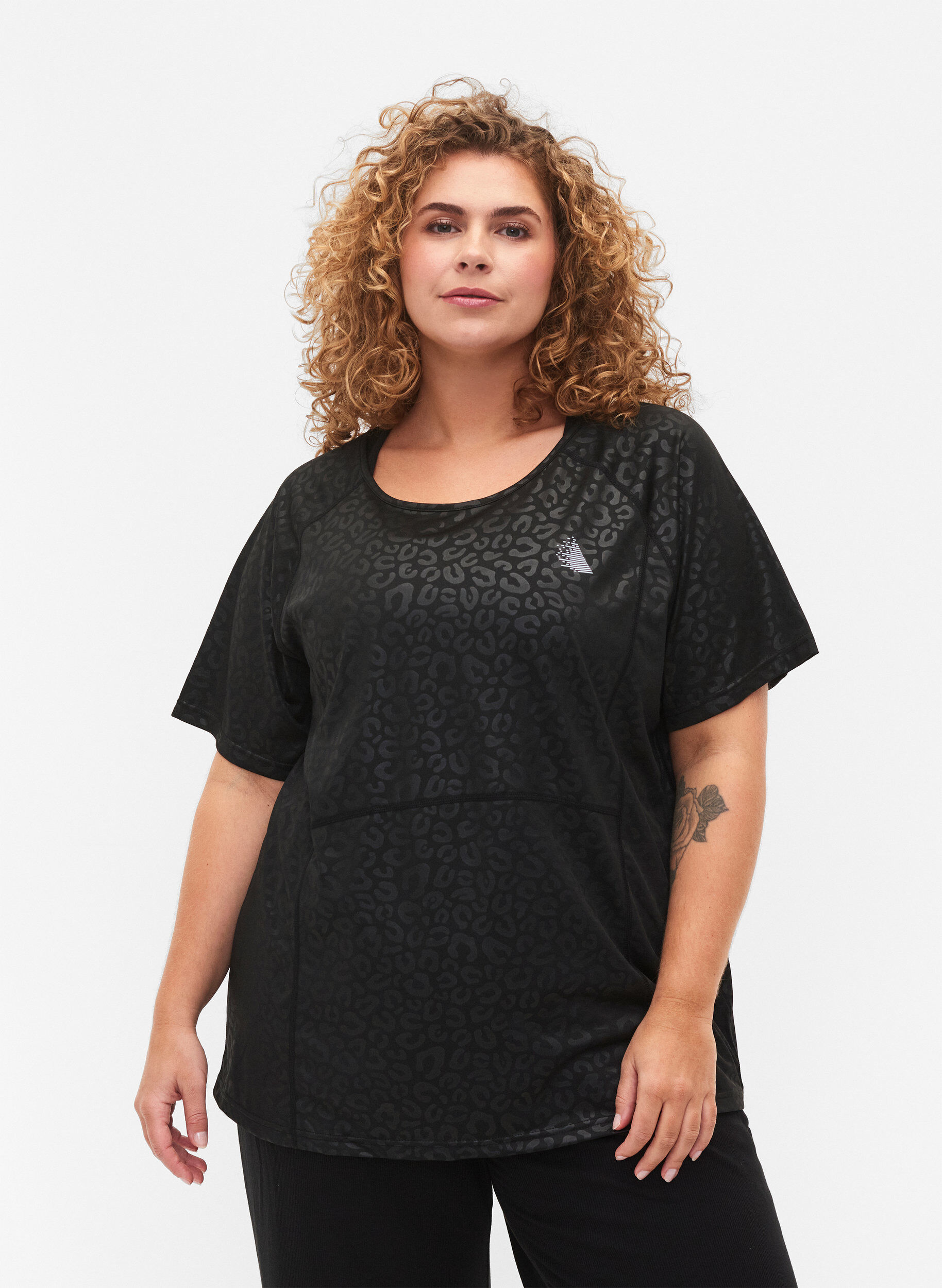 ZizziSport T-shirt met print en mesh, Black, Model image number 0