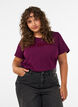 T-shirt van biologisch katoen met velourstekst, Paars, Model image number 0