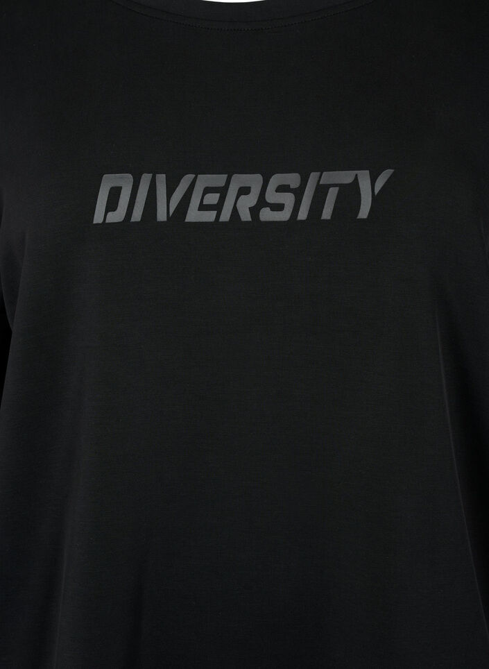 Sweat-shirt avec impression de texte, Black, Packshot image number 2