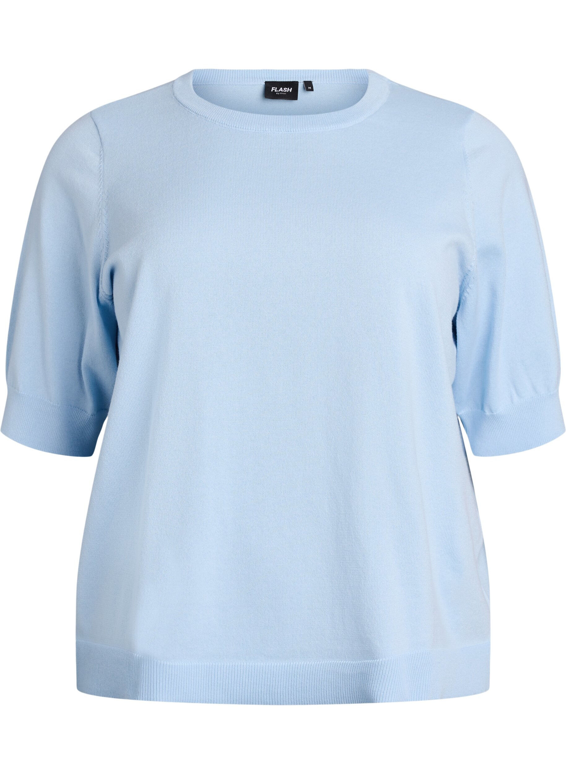 ZizziFijngebreide blouse met korte mouwen, Blauw, Packshot image number 0