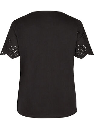 Blouse manches courtes avec broderie anglaise, Black, Packshot image number 1