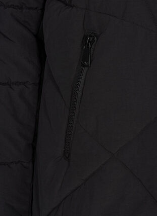 Korte winterjas met capuchon en zakken, Black, Packshot image number 3