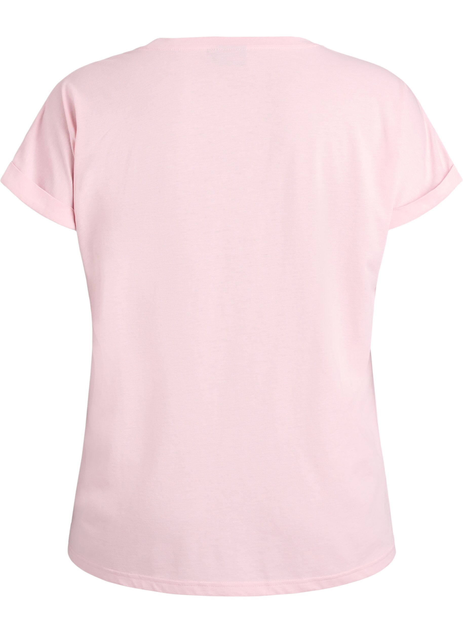 Zizzi T-shirt &agrave; manches courtes en coton m&eacute;lang&eacute;, Rose, Packshot image number 1