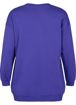 Sweatshirt van katoen met print, Deep Blue, Packshot image number 1
