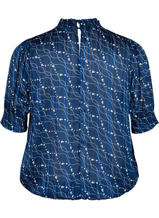  Smock-blouse met korte mouwen en print, Dress Bl. Swirl AOP, Packshot image number 1