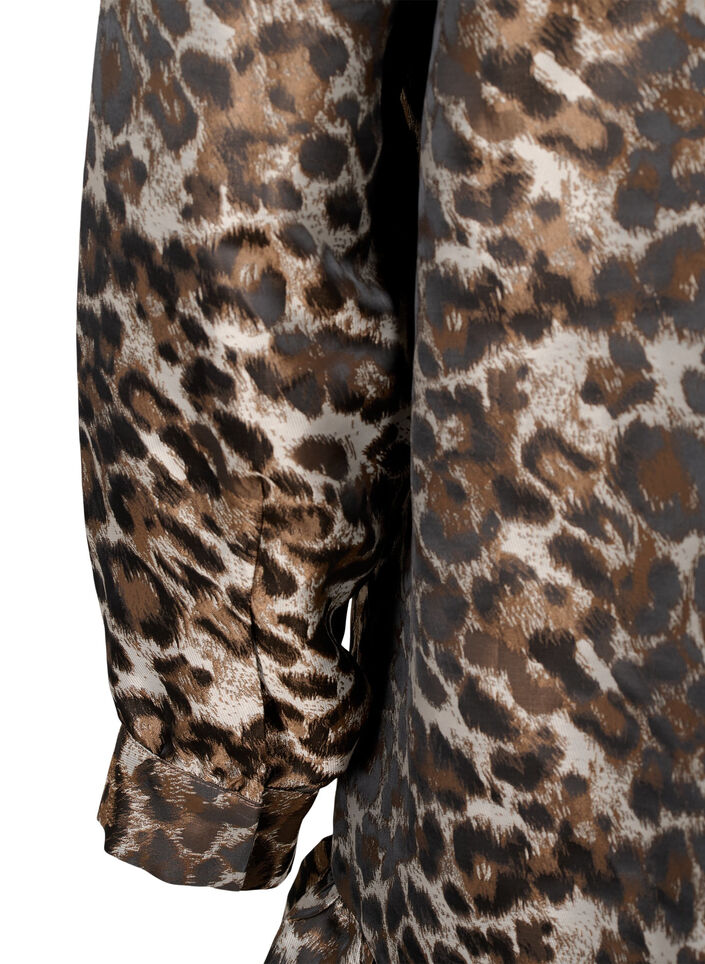 Robe jacquard courte avec motif léopard, Brown Leo AOP, Packshot image number 3