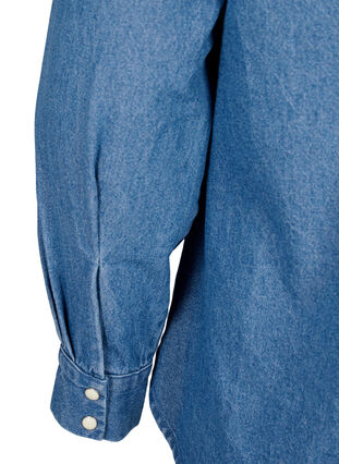 Gebloemd denim overhemd met borstzak, Light Blue Denim, Packshot image number 4
