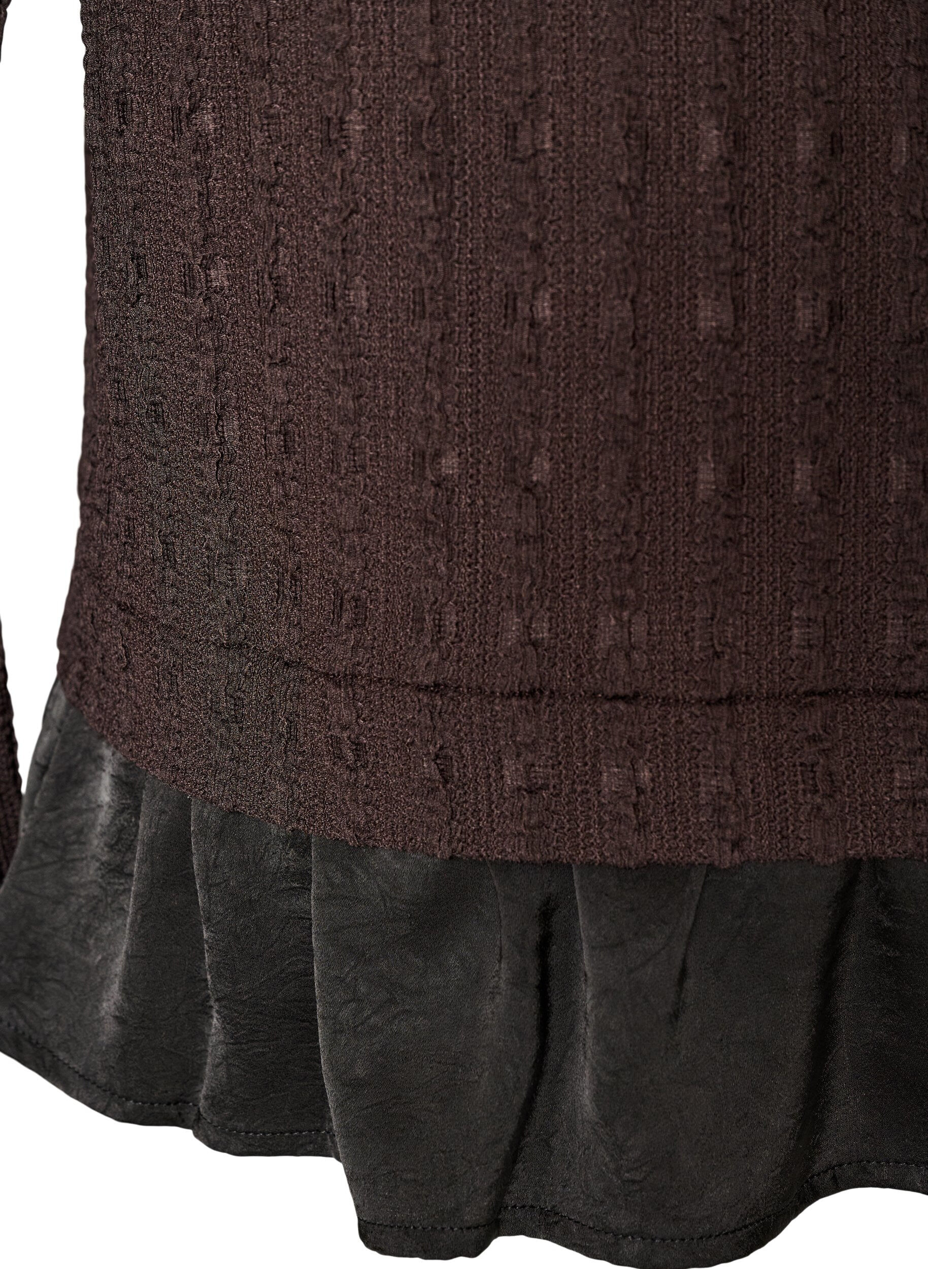 ZizziBlouse structur&eacute;e avec ourlet &agrave; volants, Marron, Packshot image number 3