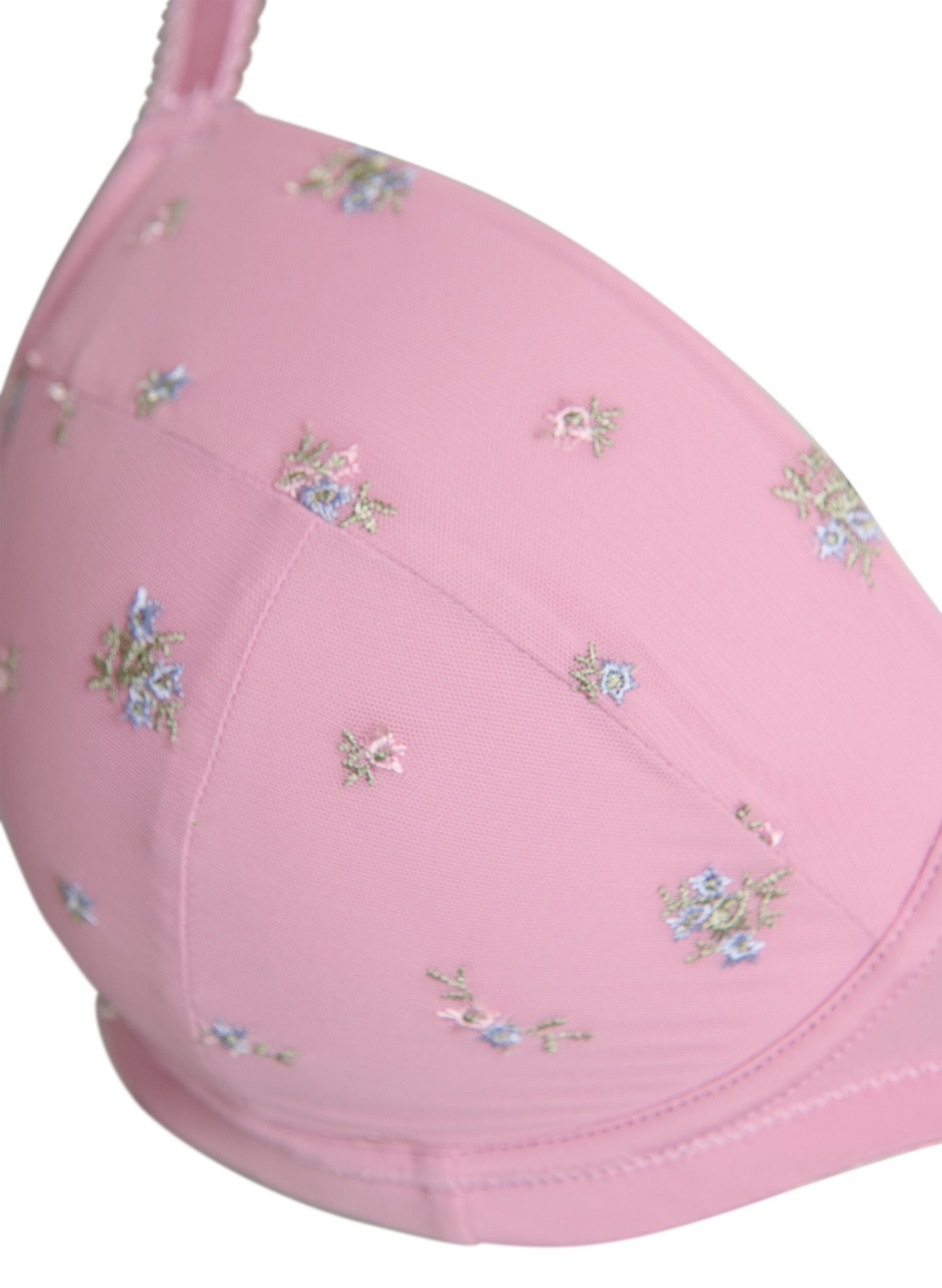 ZizziGewatteerde bh met mesh en bloemenborduursel, Rood, Packshot image number 2