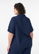 Shirt met korte mouwen in linnen en viscose, Blauw, Model image number 2