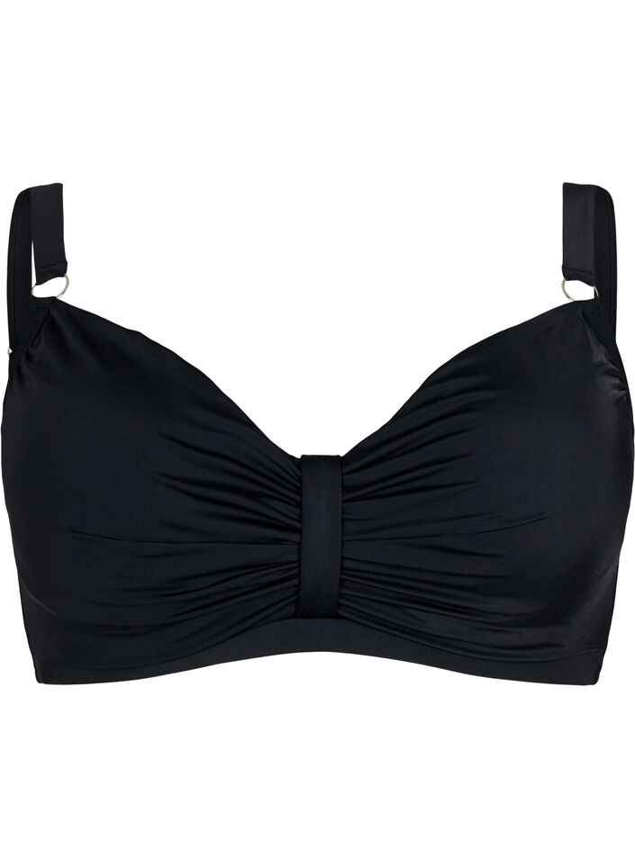 Bikini-bh met beugel en drapering, Zwart, Packshot image number 0