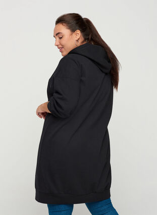 Robe pull avec capuche et fermeture éclair, Black, Model image number 1