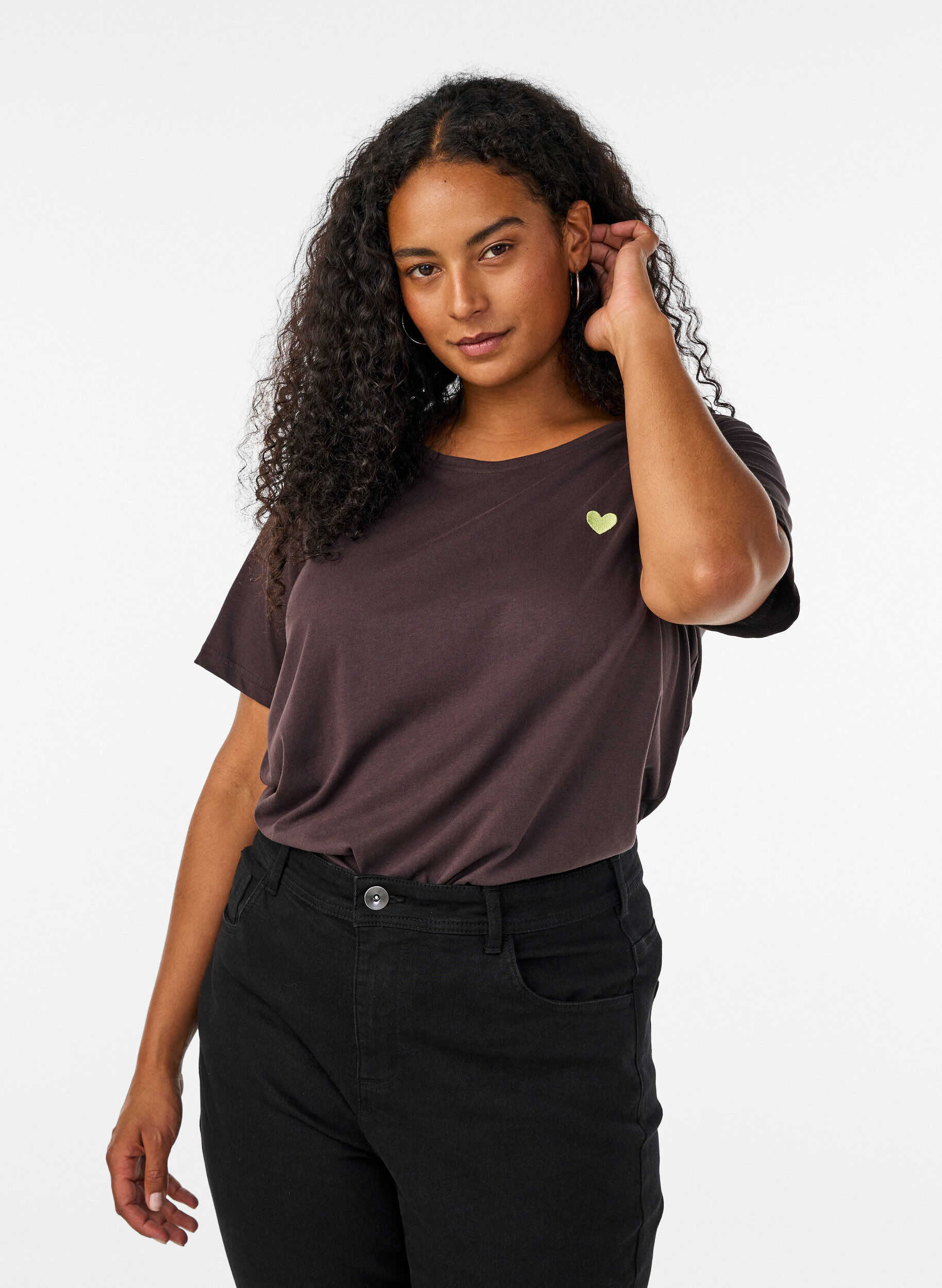 ZizziT-shirt met print, Bruin, Model image number 0