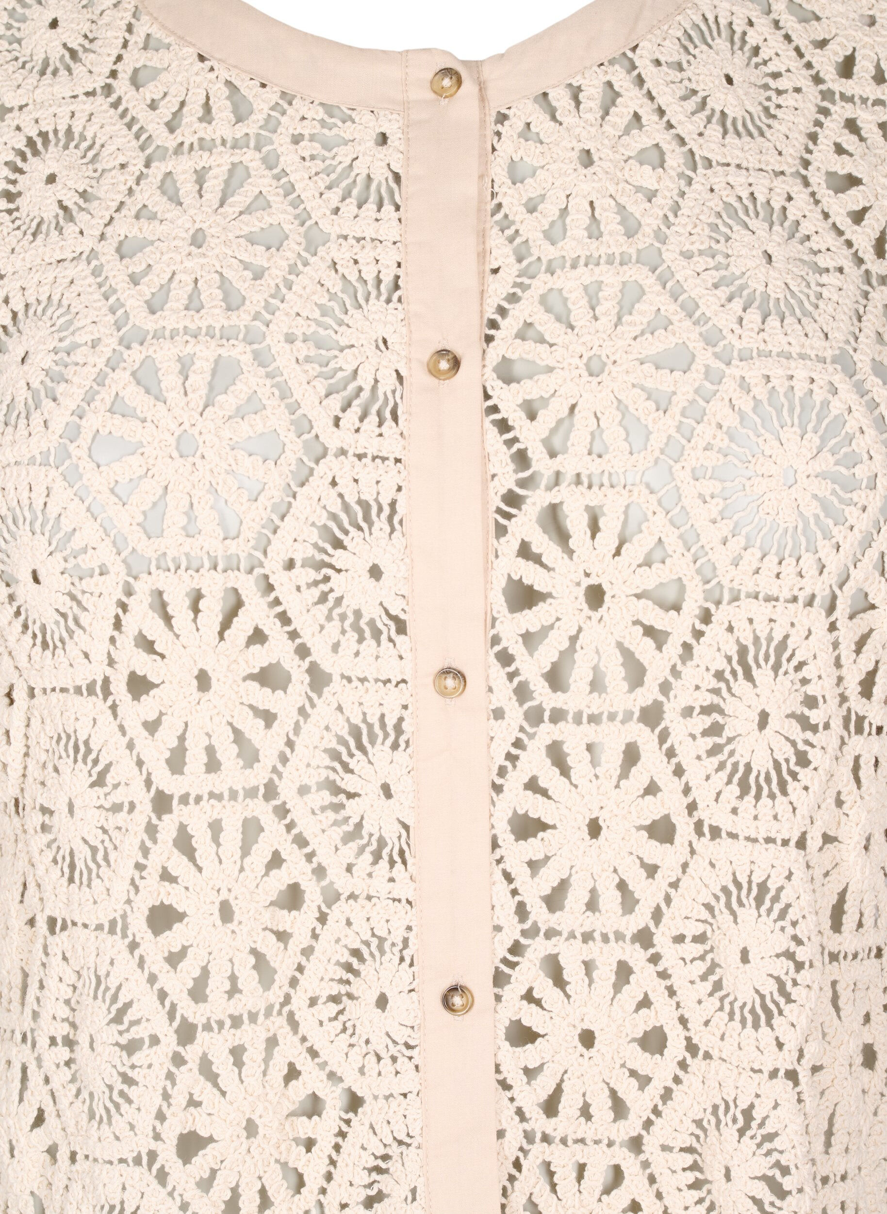 ZizziCardigan met korte mouwen en haakwerk, Beige, Packshot image number 2