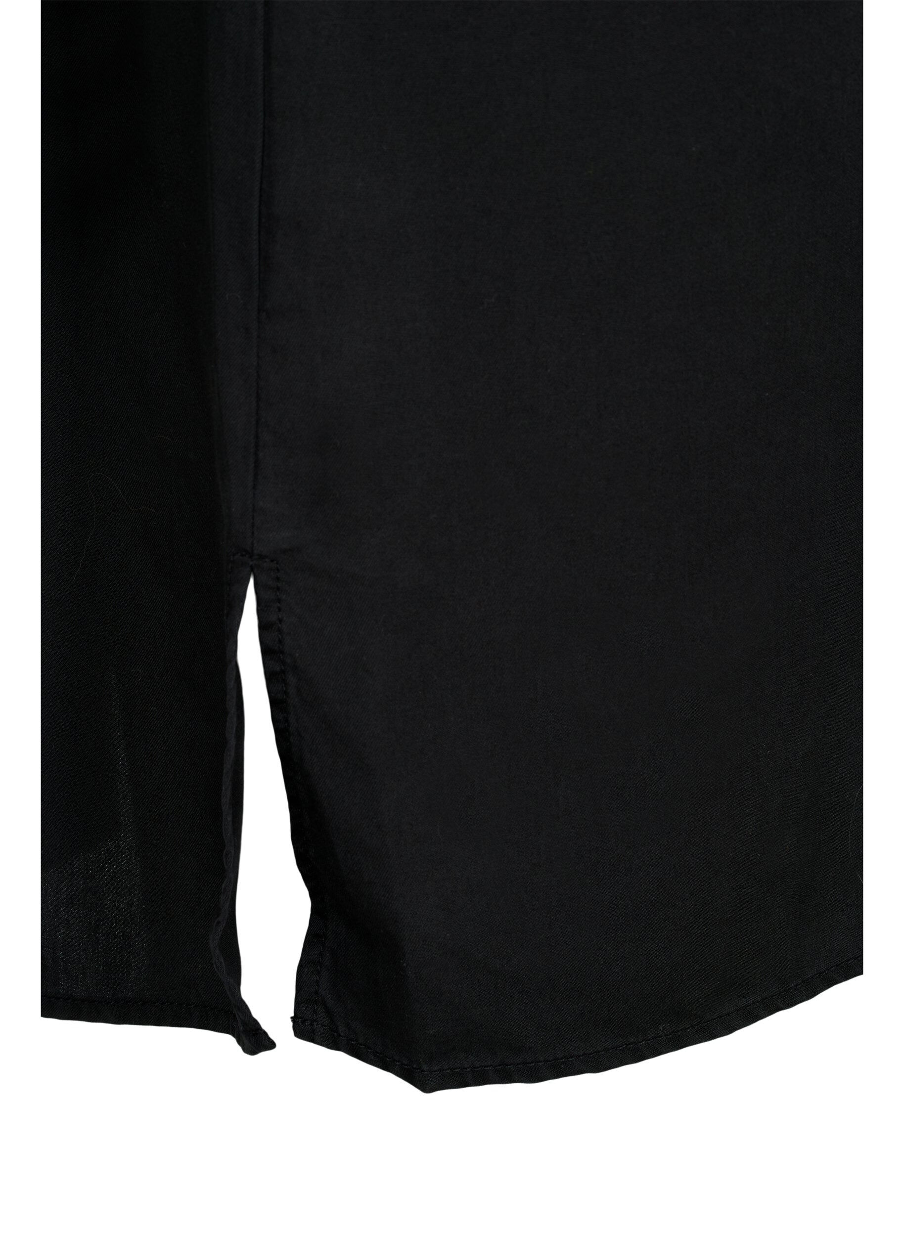 ZizziLang overhemd met 3/4-mouwen van lyocell (TENCEL&trade;), Black, Packshot image number 3