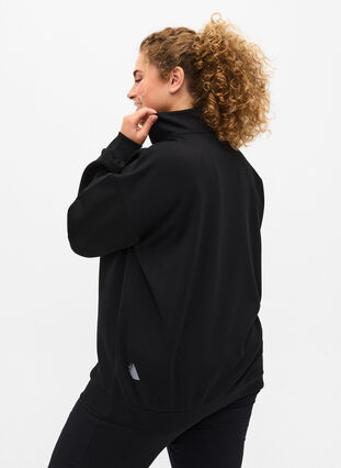 Sweatshirt met hoge hals en rits, Black, Model image number 1