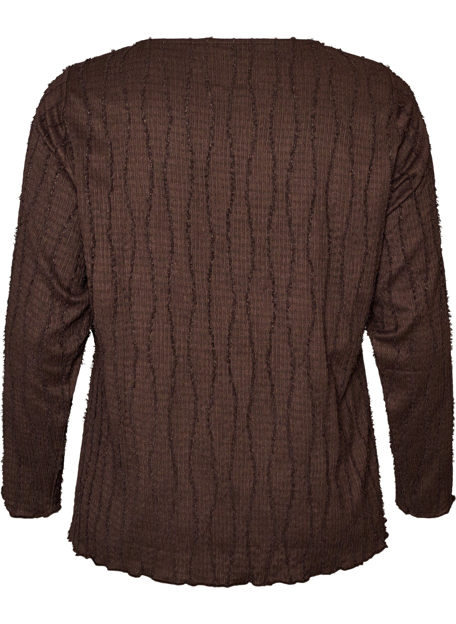 ZizziJersey blouse met een golvende textuur, Bruin, Packshot image number 1