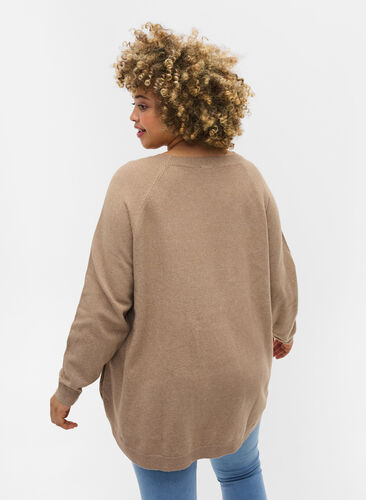 Pull en tricot avec des boutons, Silver Min Mel., Model image number 1