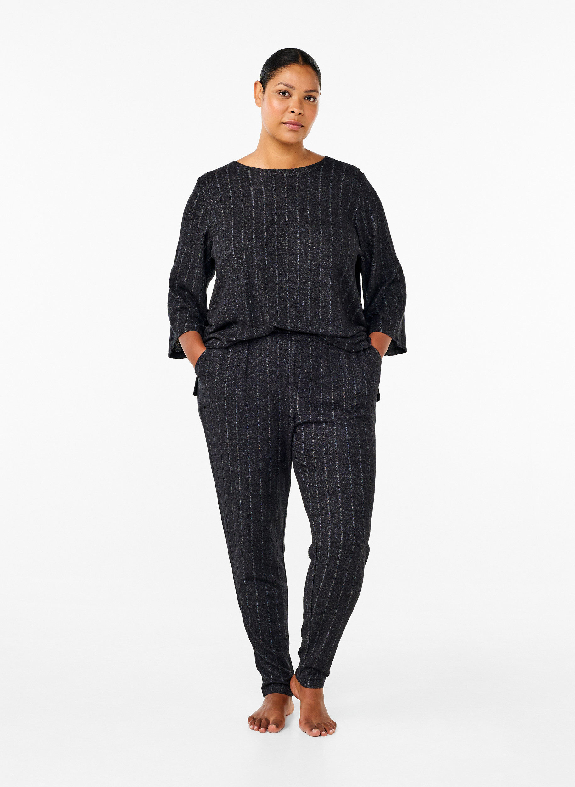 ZizziLosse blouse met 3/4 mouwen, Zwart, Model image number 1