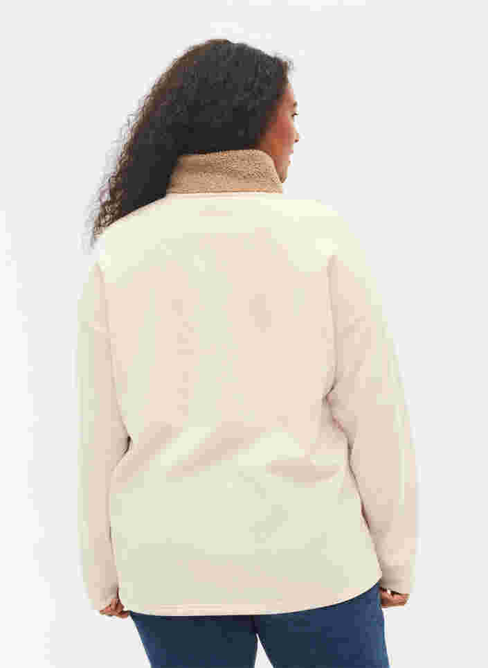 Sweater met hoge hals, teddy stof en ritssluiting, Brown Comb, Model image number 1