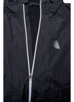 Veste de pluie à capuche avec bande réfléchissantes, Black, Packshot image number 3
