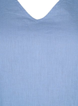 Robe courte en coton et lin mélangés, Faded Denim, Packshot image number 2