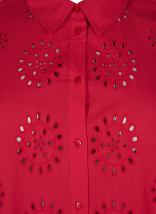 Shirtblouse met Engels borduurwerk en 3/4-mouwen, Tango Red, Packshot image number 2