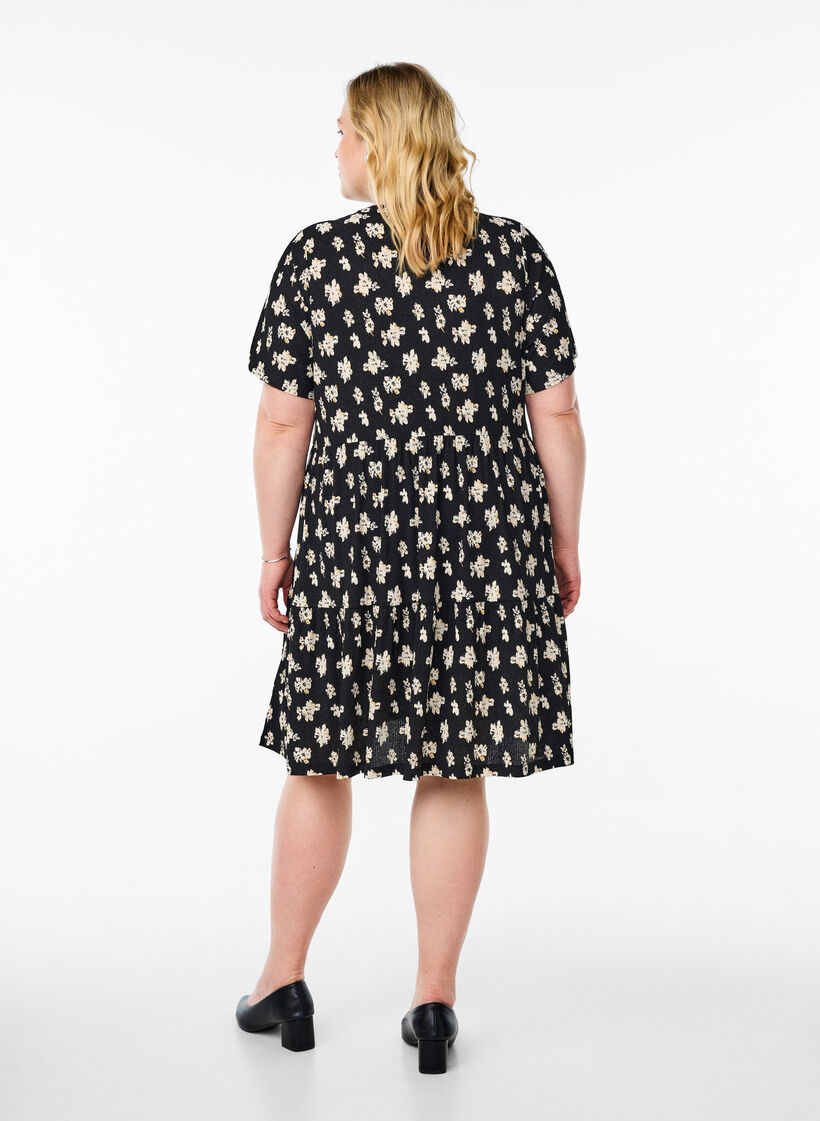 Robe &agrave; motifs avec empi&egrave;cements, Noir, Model image number 2
