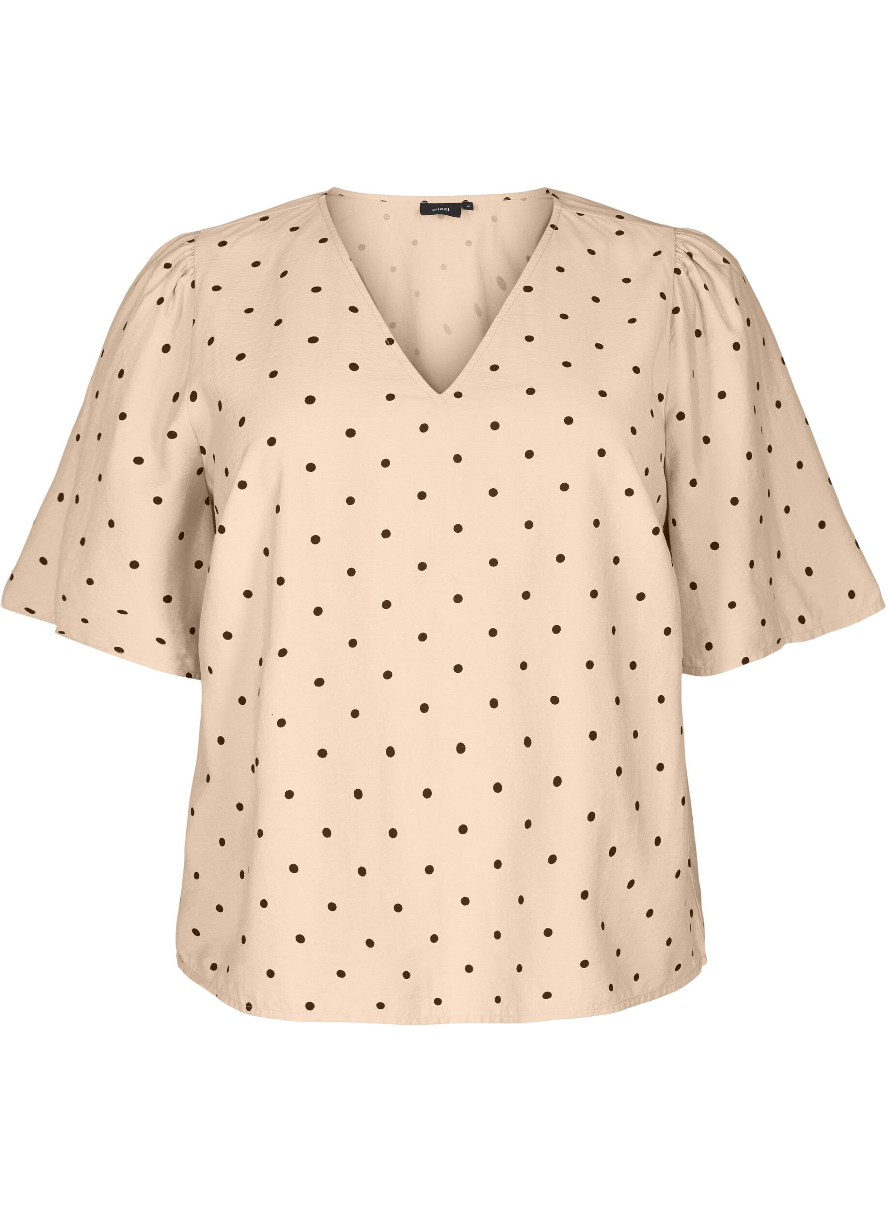 ZizziBlouse met losse mouwen en een V-hals, Beige, Packshot image number 0