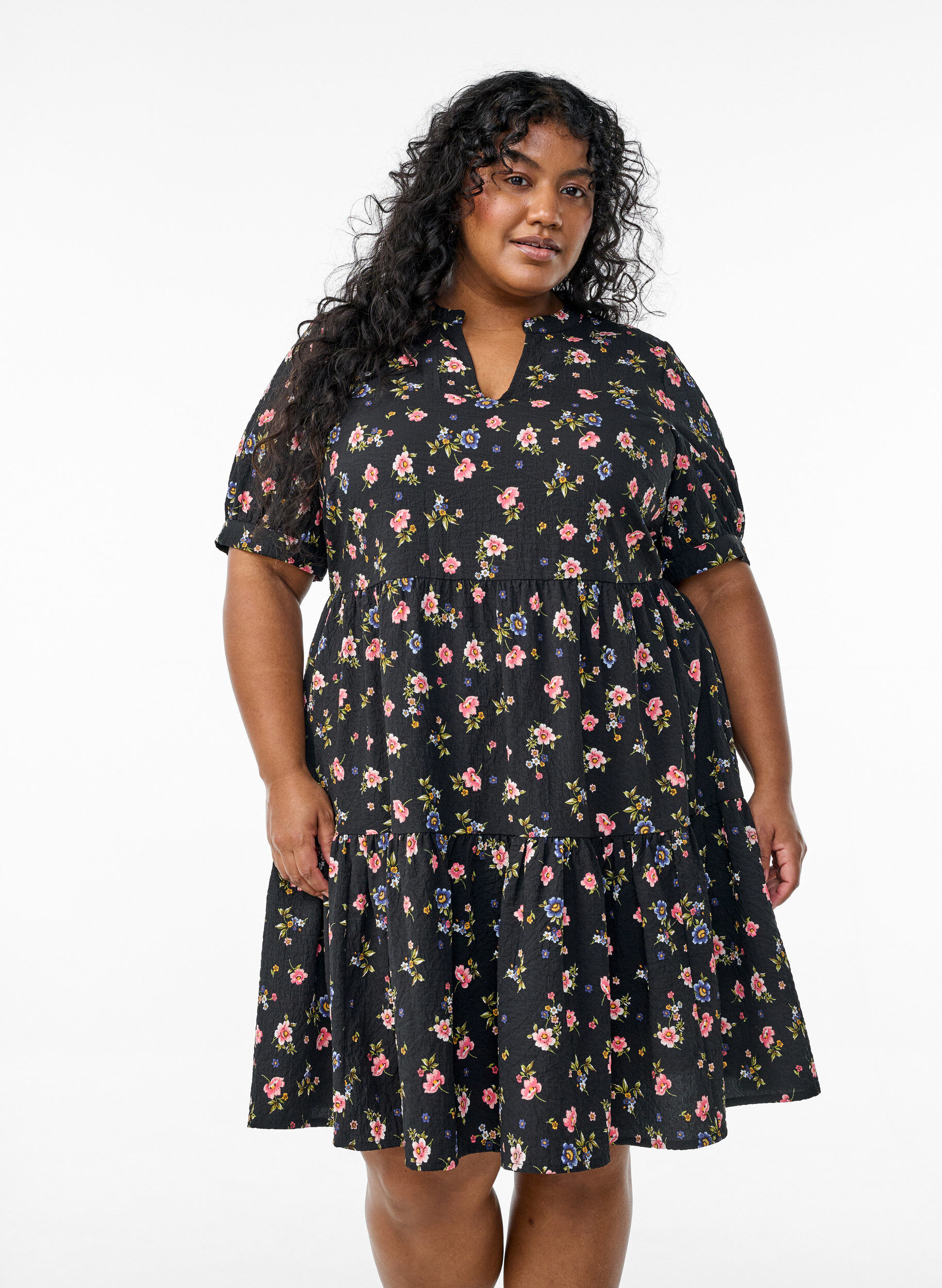 Korte A-lijn jurk, Zwart, Model