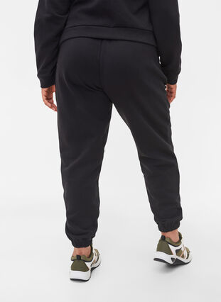 Pantalon ample en coton avec poches, Black, Model image number 1