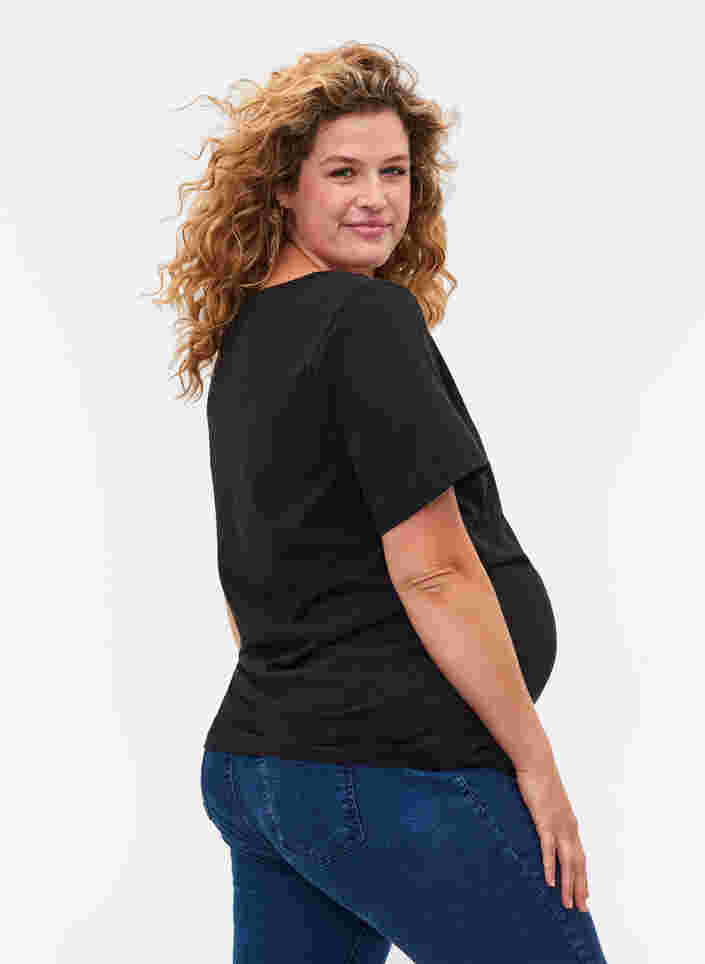 T-shirt de grossesse à manches courtes en coton, Black, Model image number 1