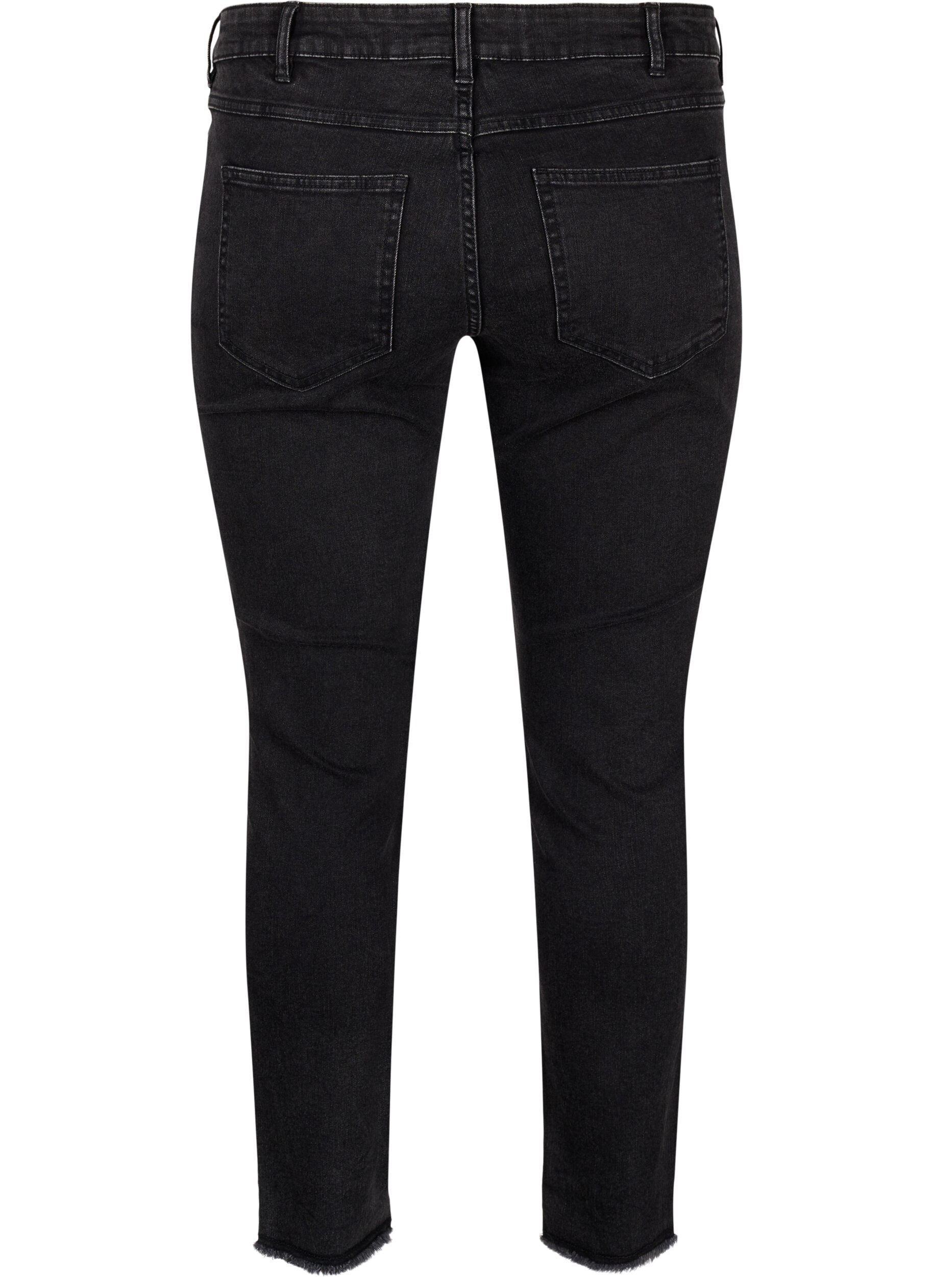 ZizziCropped Emily jeans met gerafelde zoom, Dark Grey Denim, Packshot image number 1