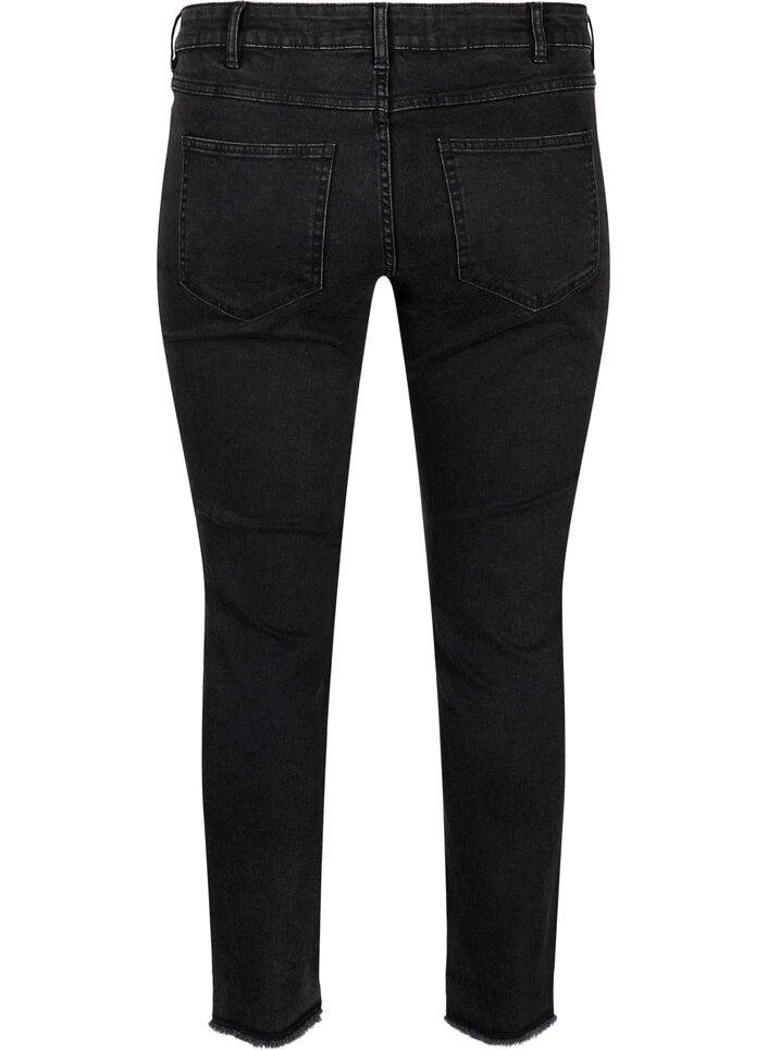 Cropped Emily jeans met gerafelde zoom, Dark Grey Denim, Packshot image number 1