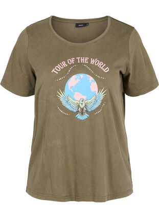 T-shirt en coton à manches courtes avec imprimé, Ivy Green Wash, Packshot image number 0
