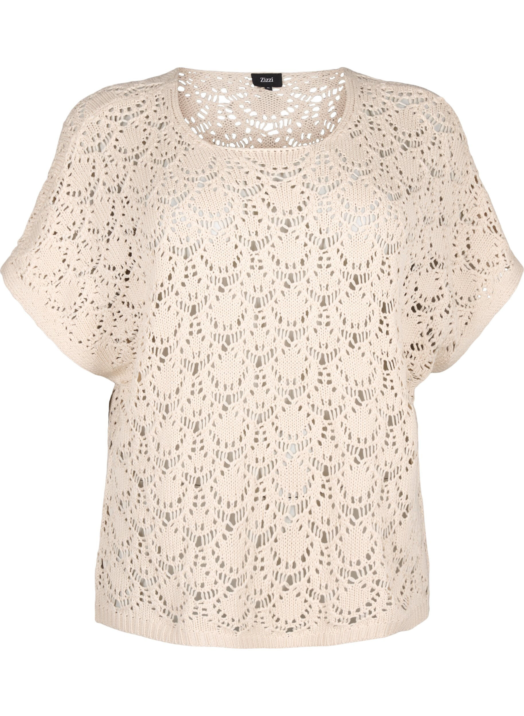ZizziGebreide blouse met korte vleermuismouwen, Beige, Packshot image number 0
