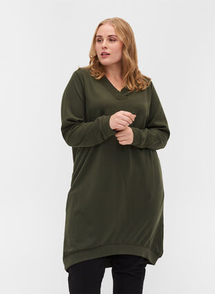 Robe pull de couleur unie , Forest Night, Model image number 0