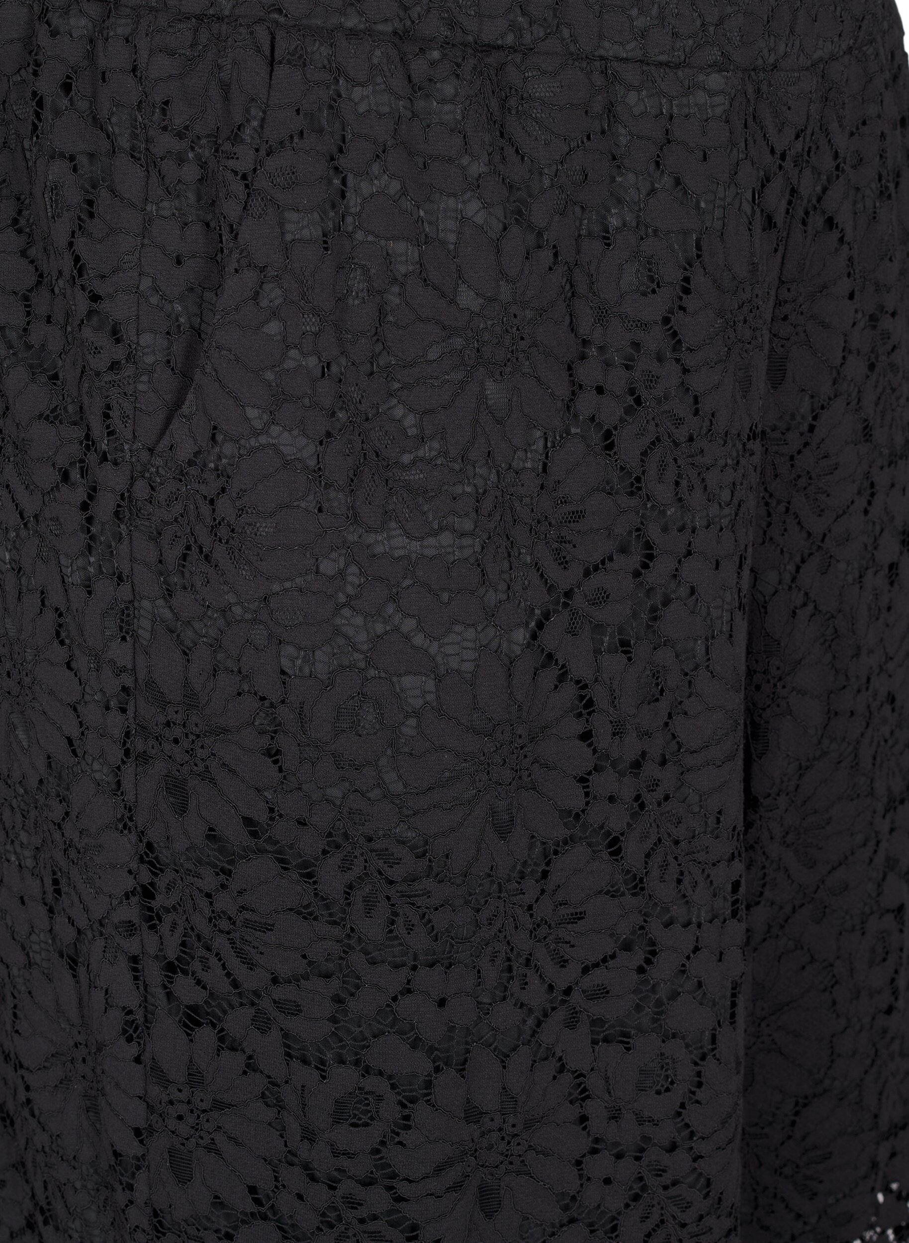 ZizziKanten broek met hoge taille en zakken, Zwart, Packshot image number 2