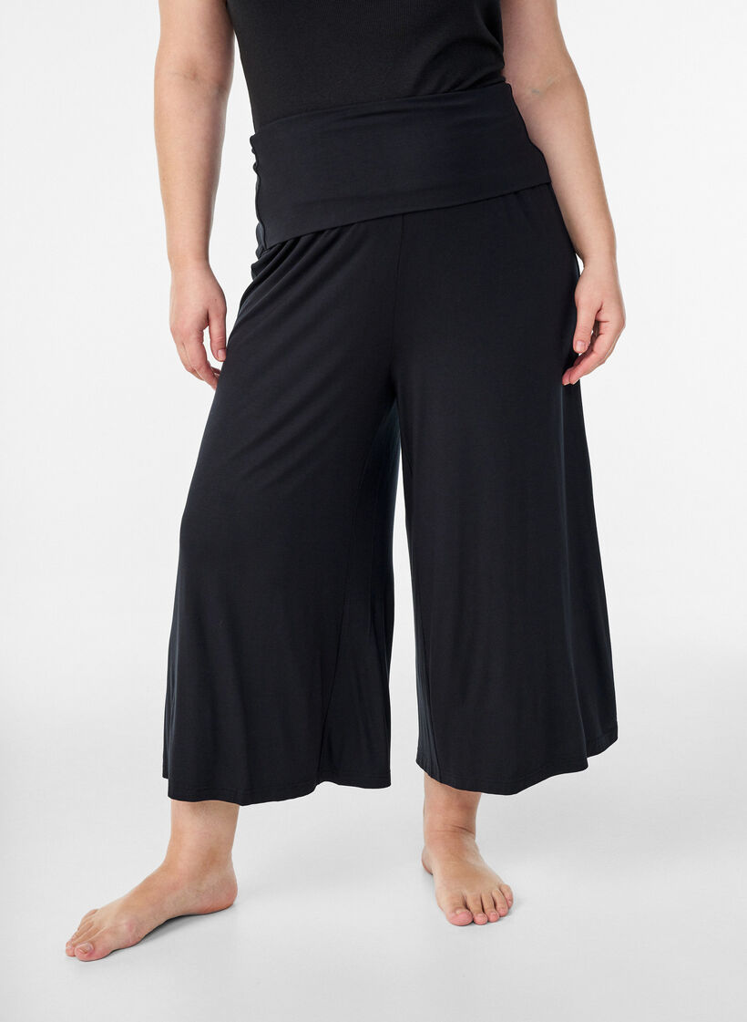 Jupe-culotte taille haute en jersey, Noir, Model image number 2