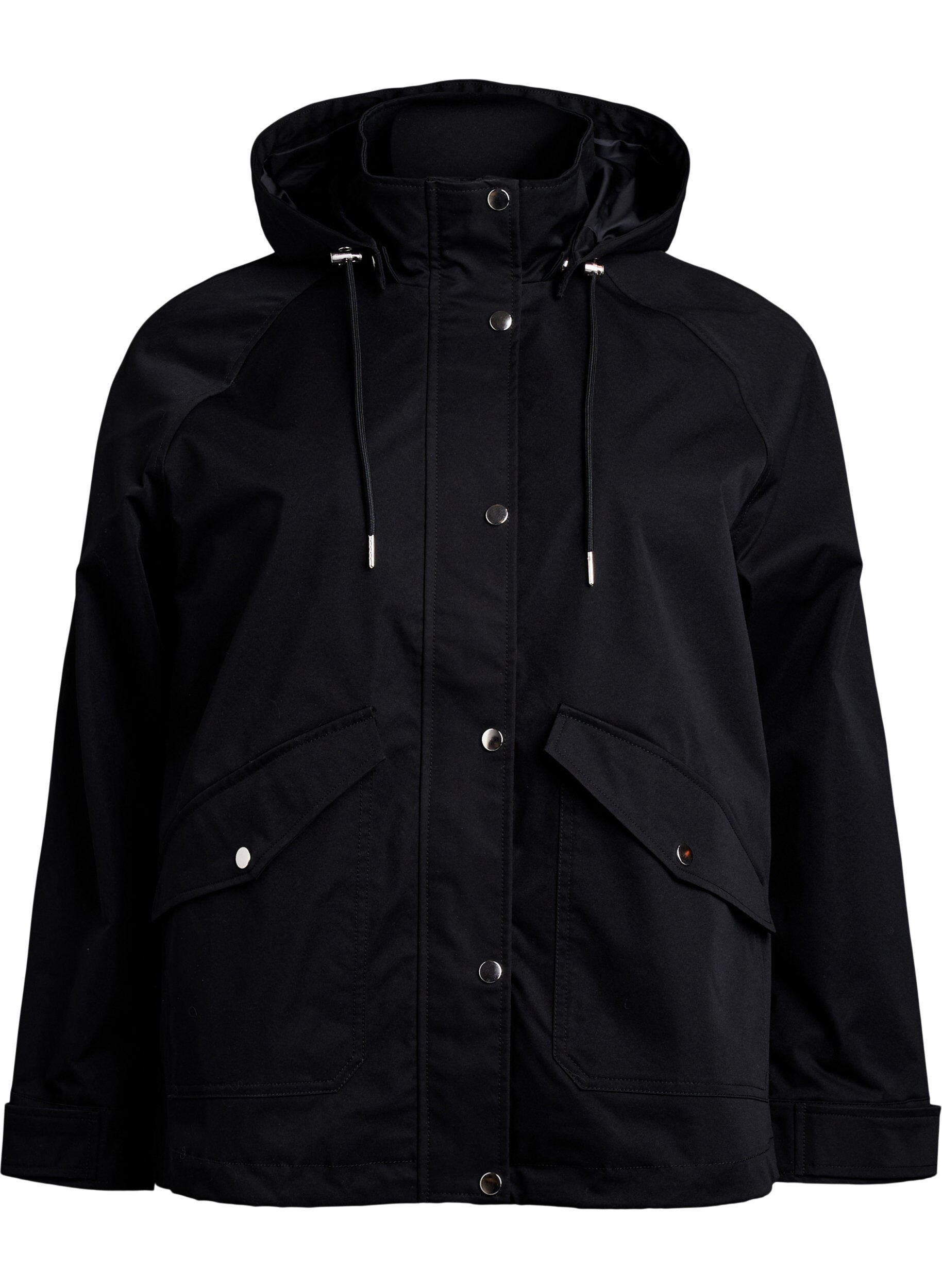 ZizziVeste courte de printemps avec capuche amovible, Noir, Packshot image number 0