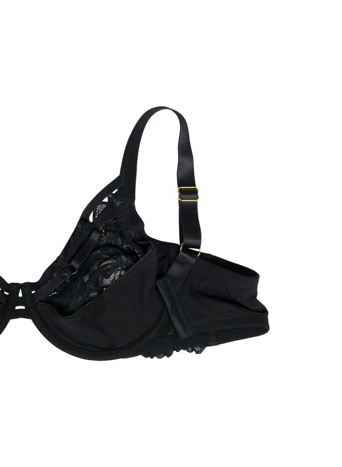 Soutien-gorge couvrant avec dentelle et lacets, Black, Packshot image number 3