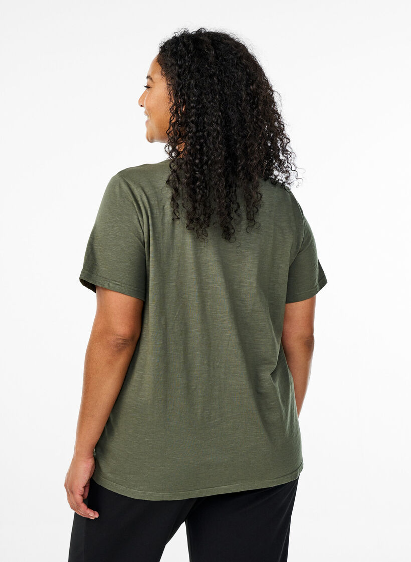 T-shirt dot&eacute; de boutons, Vert, Model image number 2