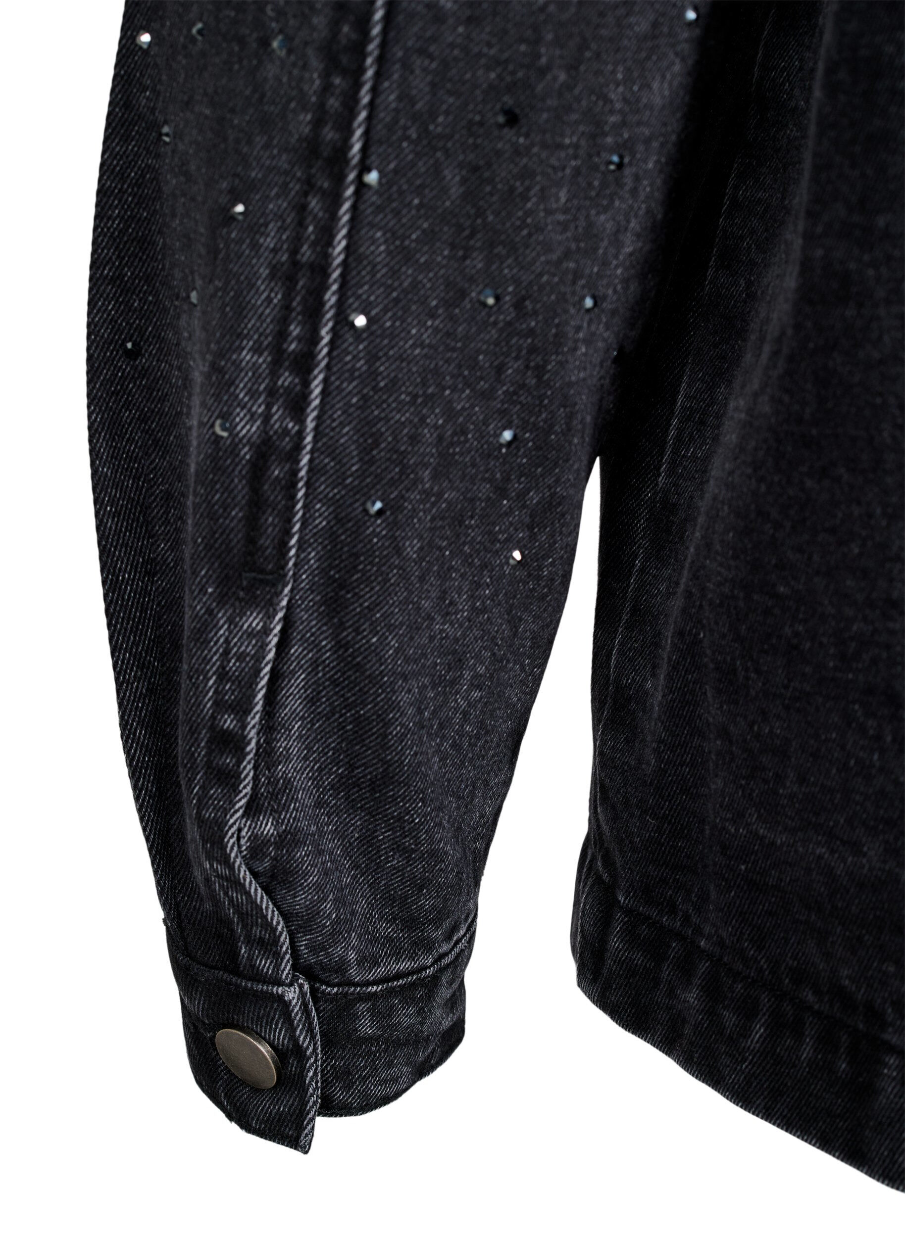 Zizzi Veste en jean avec strass et grandes poches avant, Gris, Packshot image number 4