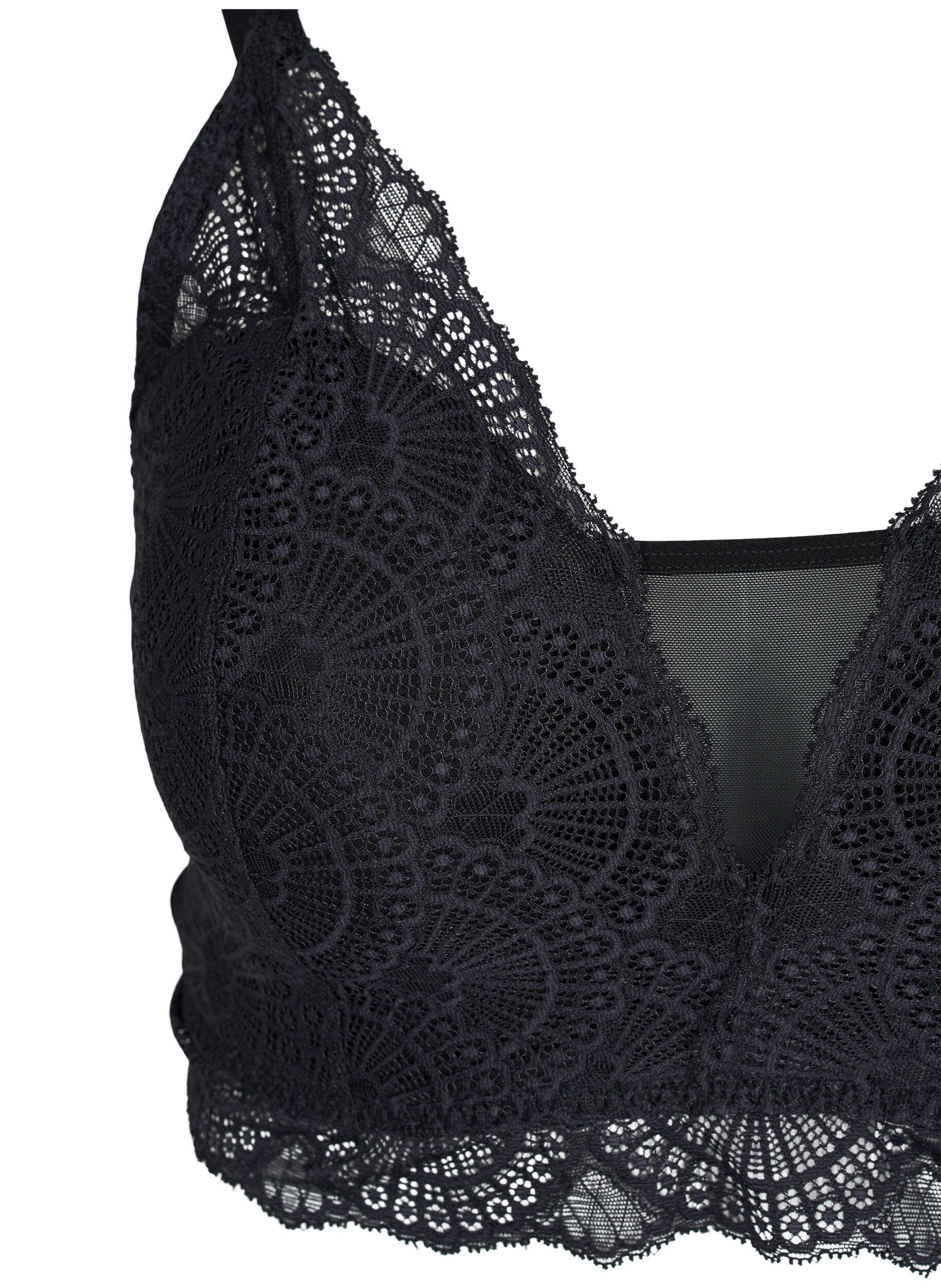 Zizzi Soutien-gorge en dentelle l&eacute;g&egrave;rement rembourr&eacute; avec maille, Black, Packshot image number 2