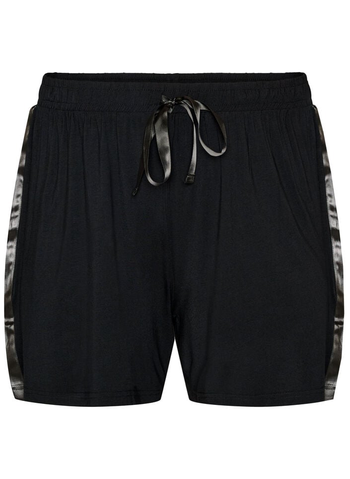 Short de pyjama en modal avec bande contrastante, Noir, Packshot image number 0